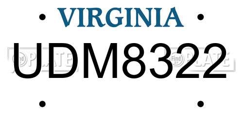 UDM8322 Virginia License Plate