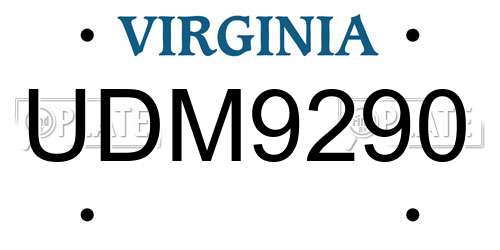 UDM9290 Virginia License Plate