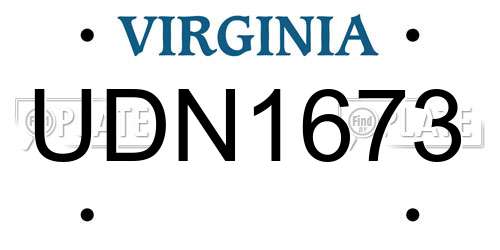 UDN1673 Virginia License Plate