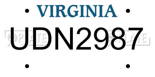 UDN2987 Virginia License Plate