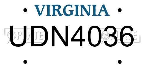 UDN4036 Virginia License Plate