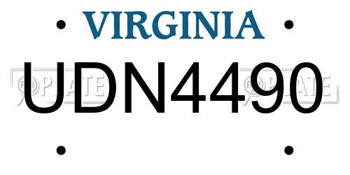 UDN4490 Virginia License Plate