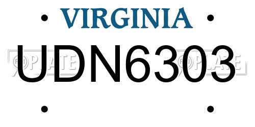 UDN6303 Virginia License Plate