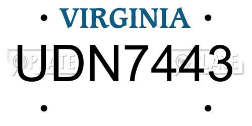 UDN7443 Virginia License Plate
