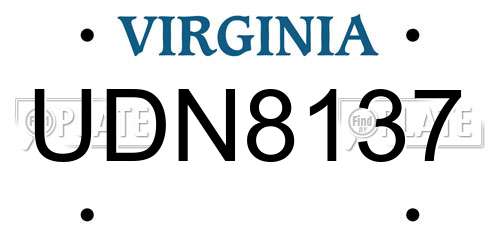 UDN8137 Virginia License Plate