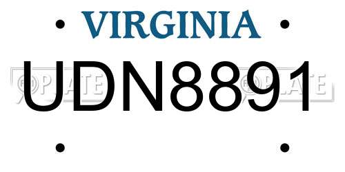 UDN8891 Virginia License Plate
