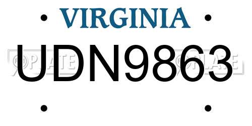 UDN9863 Virginia License Plate