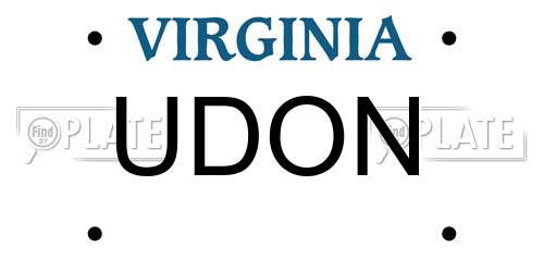 UDON Virginia License Plate