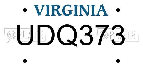 UDQ373 Virginia License Plate