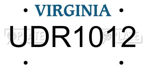 UDR1012 Virginia License Plate