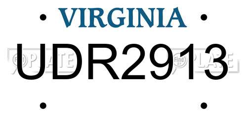 UDR2913 Virginia License Plate