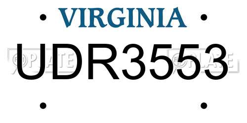 UDR3553 Virginia License Plate