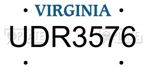 UDR3576 Virginia License Plate