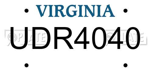 UDR4040 Virginia License Plate