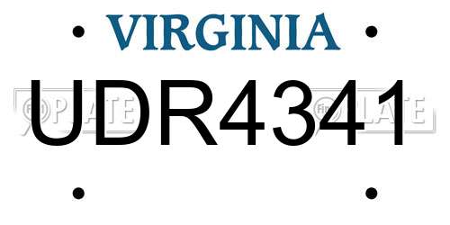 UDR4341 Virginia License Plate