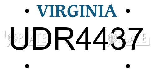 UDR4437 Virginia License Plate