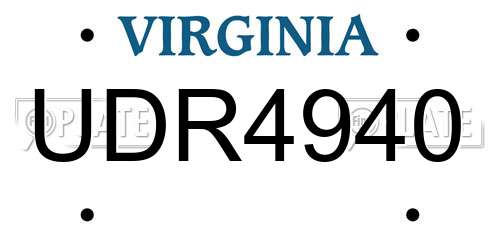 UDR4940 Virginia License Plate