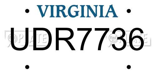 UDR7736 Virginia License Plate