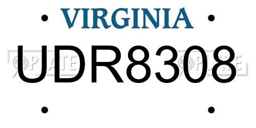 UDR8308 Virginia License Plate