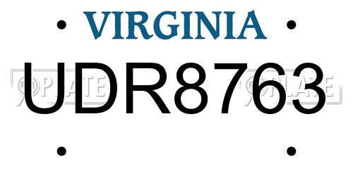 UDR8763 Virginia License Plate