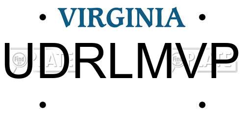 UDRLMVP Virginia License Plate