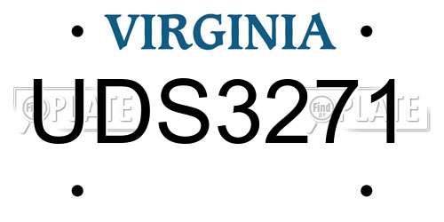 UDS3271 Virginia License Plate
