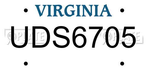 UDS6705 Virginia License Plate