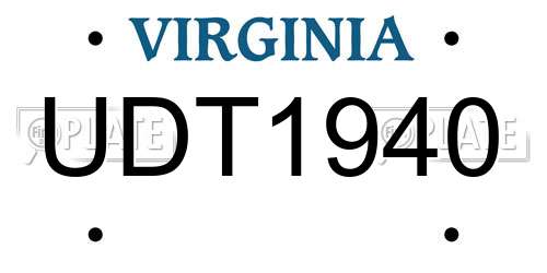 UDT1940 Virginia License Plate
