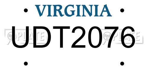 UDT2076 Virginia License Plate