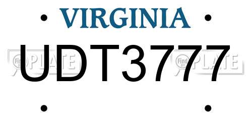 UDT3777 Virginia License Plate