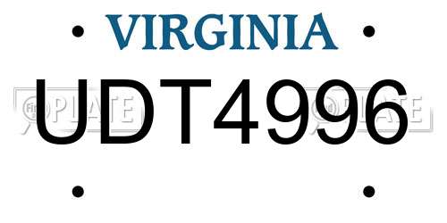 UDT4996 Virginia License Plate