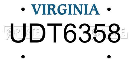 UDT6358 Virginia License Plate