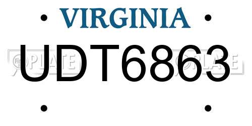 UDT6863 Virginia License Plate
