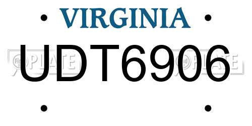 UDT6906 Virginia License Plate
