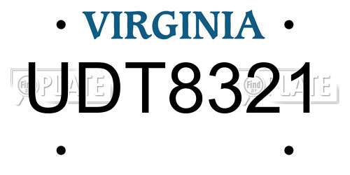 UDT8321 Virginia License Plate