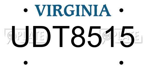 UDT8515 Virginia License Plate