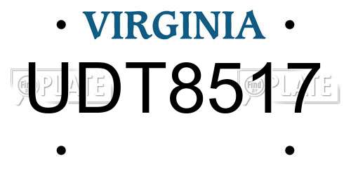 UDT8517 Virginia License Plate