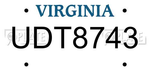 UDT8743 Virginia License Plate