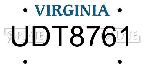 UDT8761 Virginia License Plate