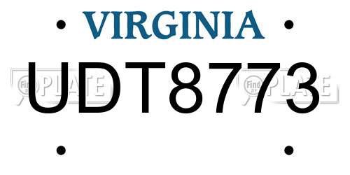 UDT8773 Virginia License Plate