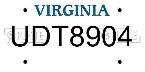 UDT8904 Virginia License Plate