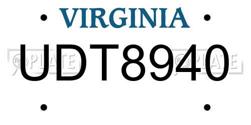 UDT8940 Virginia License Plate