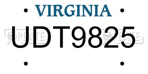 UDT9825 Virginia License Plate