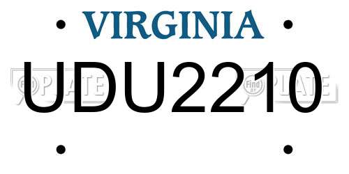 UDU2210 Virginia License Plate