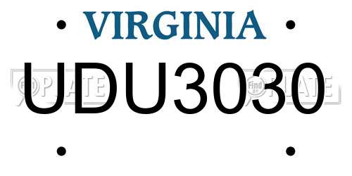 UDU3030 Virginia License Plate