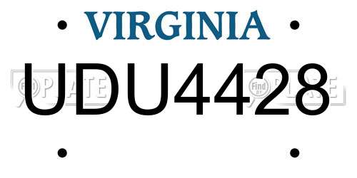UDU4428 Virginia License Plate