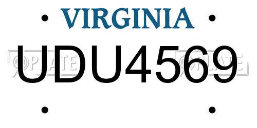 UDU4569 Virginia License Plate