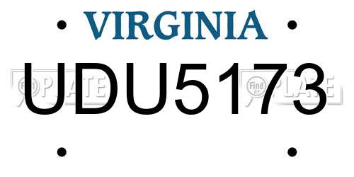 UDU5173 Virginia License Plate