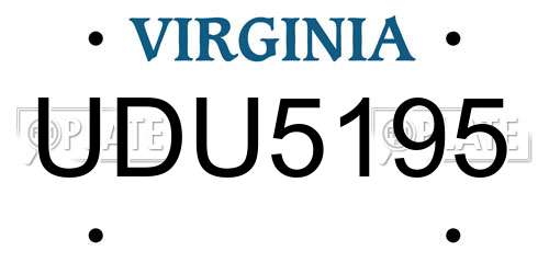 UDU5195 Virginia License Plate