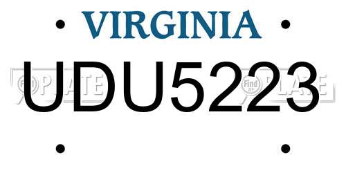 UDU5223 Virginia License Plate